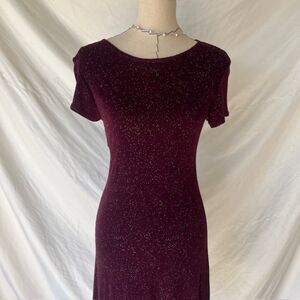 vintage 90s purple/maroon sparkly glitter skater mini dress